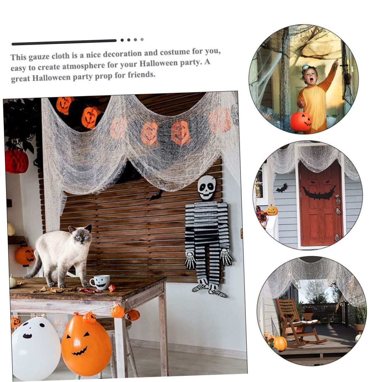 9 STK Halloween-Gaze Schwarzes Halloween-Tuch Gruseliges Tuch Halloween Halloween-dekorationsfreigabe Gruseliger Stoffvorhang Halloween-horrorgaze Urlaubsartikel Angepasst