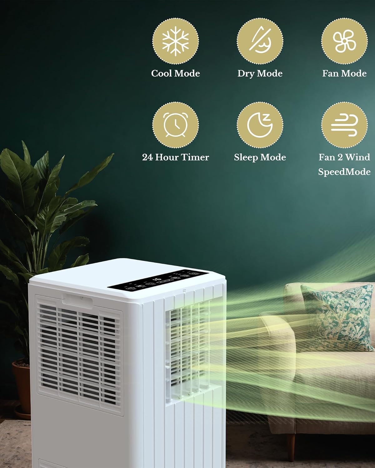 GAOMON 8000 BTU Portable Air Conditioner with Remote Control,3-in-1 Portable AC Unit Up to 350 Sq.Ft,Cool,Fan,Dehumidifier,Bedroom,Office,Apartments,White