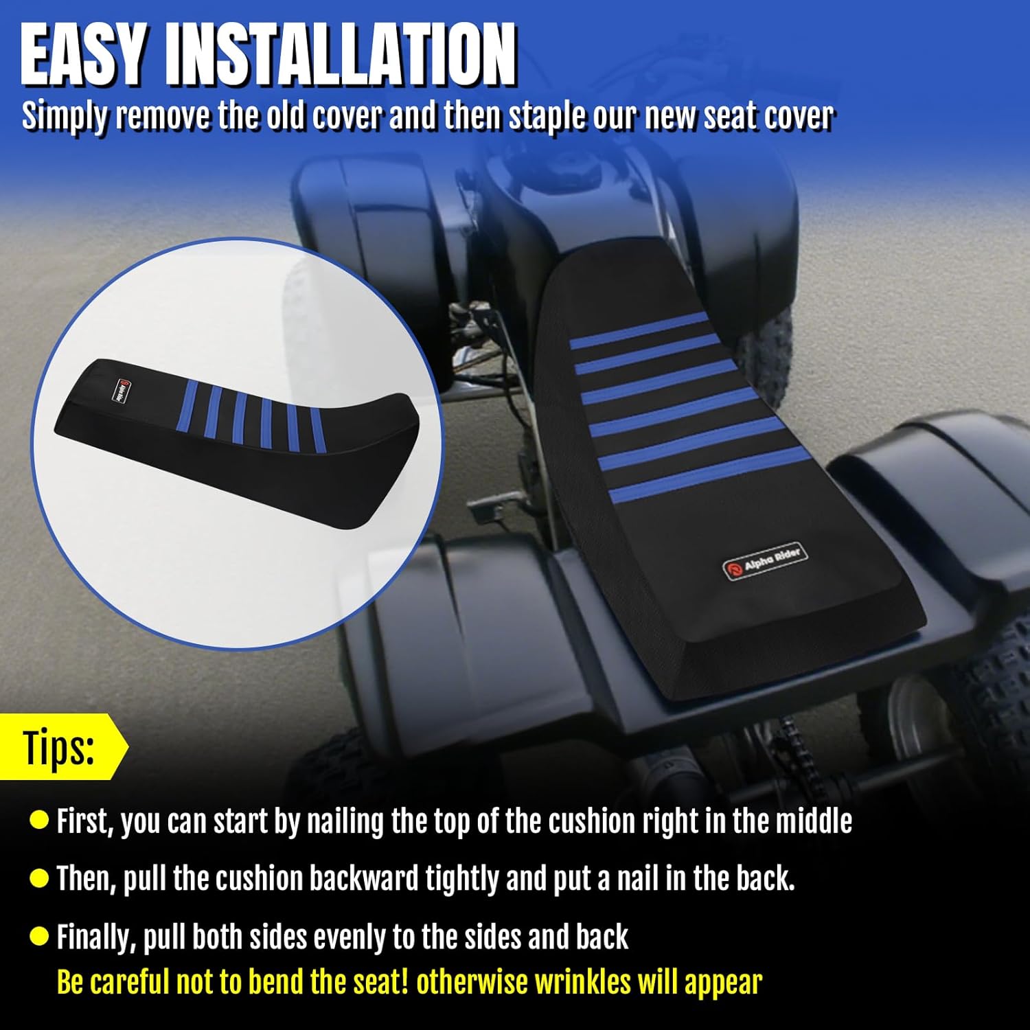 Gripper Soft Cushion Seat Cover For Yamaha Blaster 200 YSF 200 YSF200 1988-2006 (Blue ＆ Black)