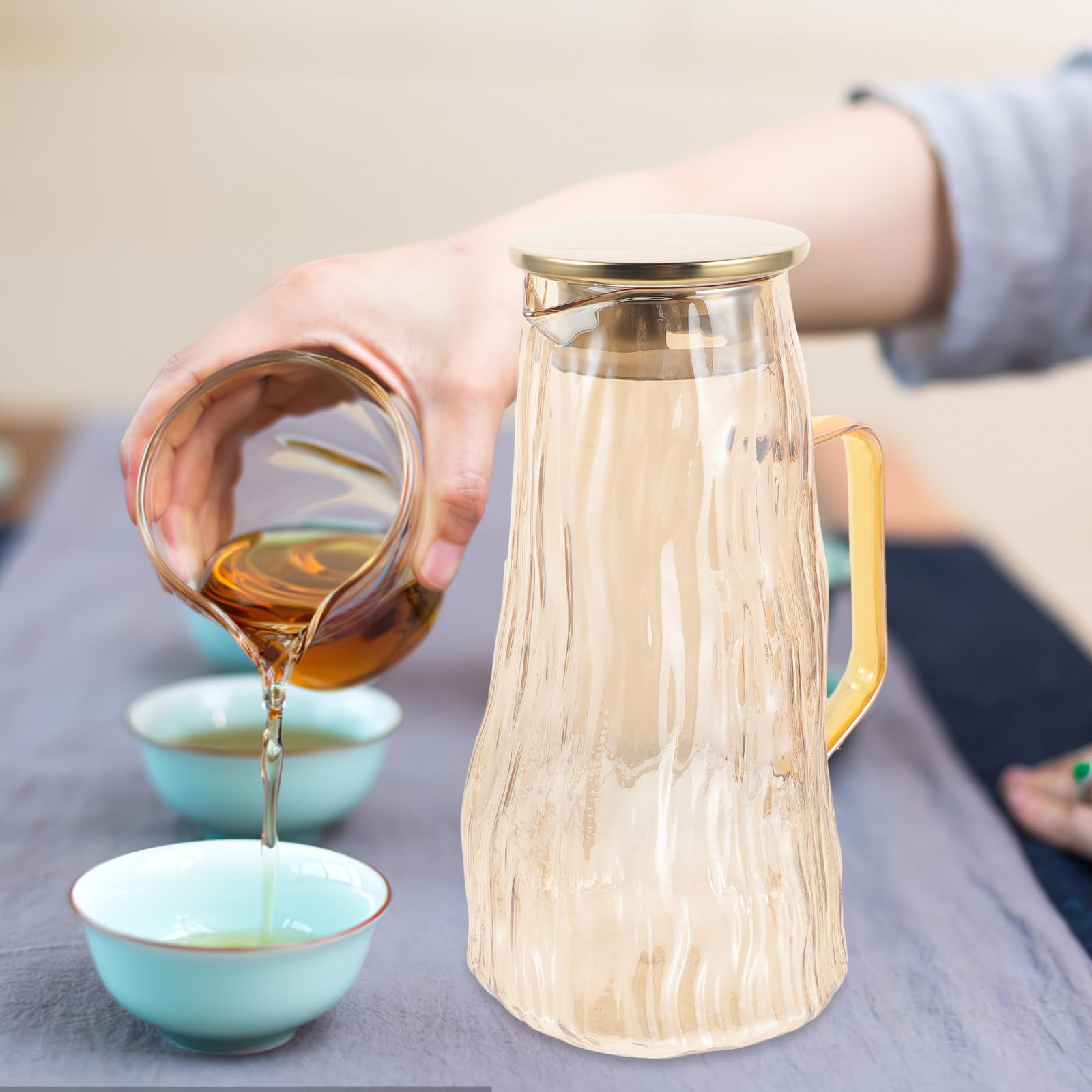 Jarra de Agua de Cristal 15 L Resistente al Calor y Frío Infusor para Té Helado y Zumos Dispensador Multifuncional para Nevera Jarra Tapa para Bebidas Infusionadas Casa