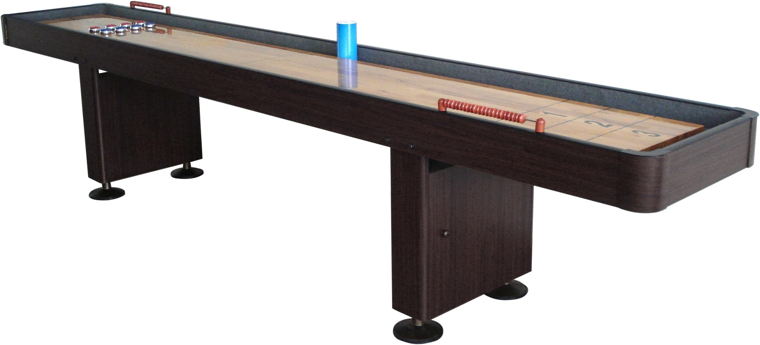 SHUFFLEBOARD TABLE 12 FT SET Hardwood Block Surface Harvil Home Game - Free Inside Delivery - Walnut Laminate New