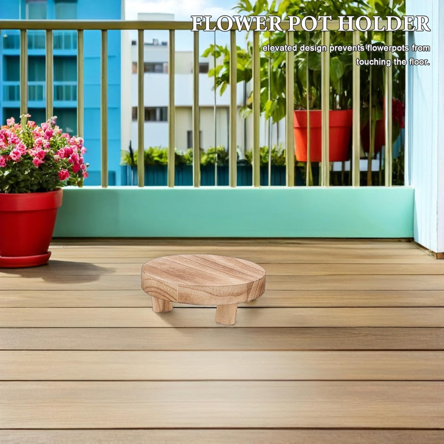 TIDTALEO 3pcs Solid Wood round Plant Stand Pedestal Riser for Indoor Flower Pots Farmhouse Wooden Display Base Holder