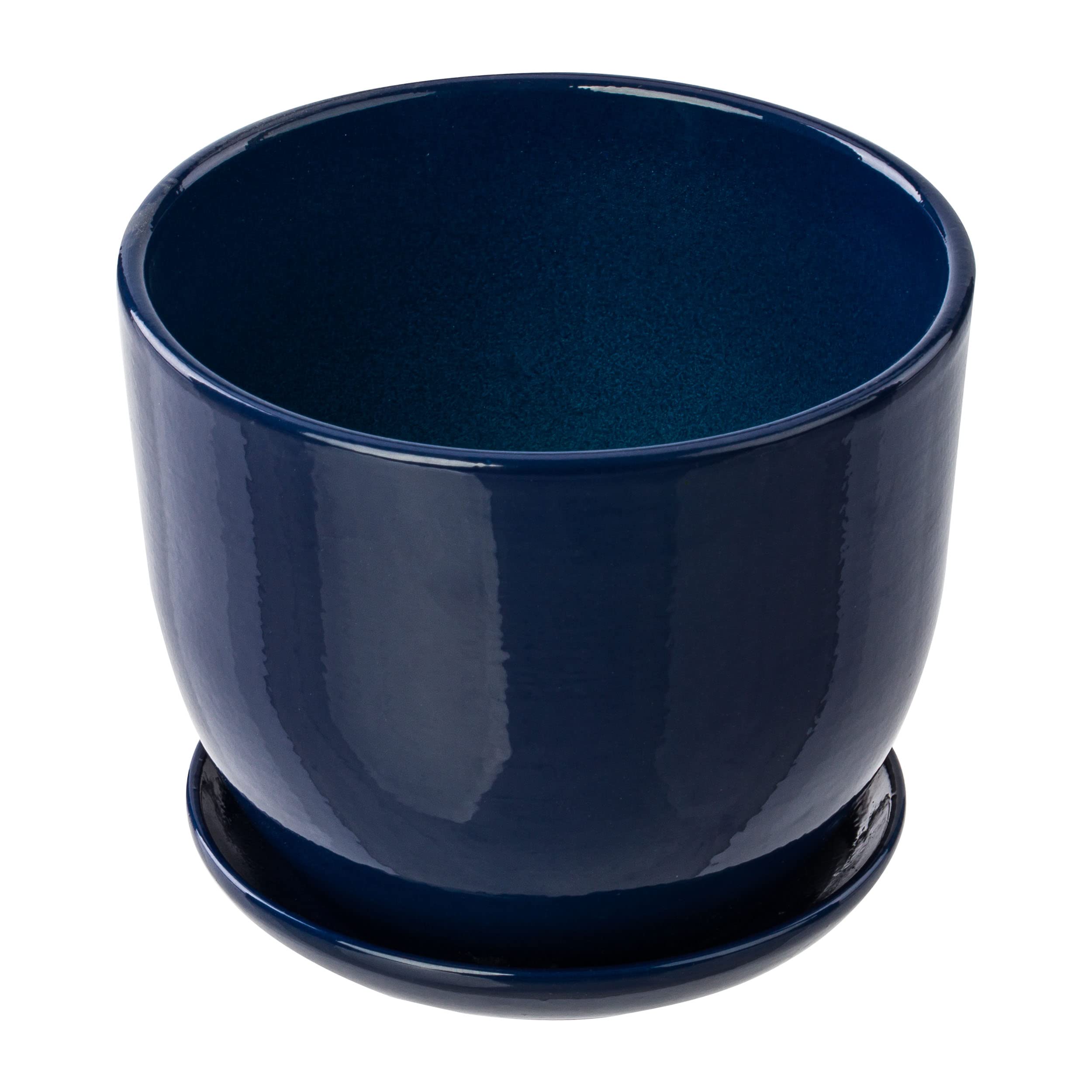 botle Keramiktopf Pflanztopf Blumenchale Übertopf Pflanzkübel handbemalt D 250 mm Navy blau Keramik inkl. Untersetzer Wasserablaufloch