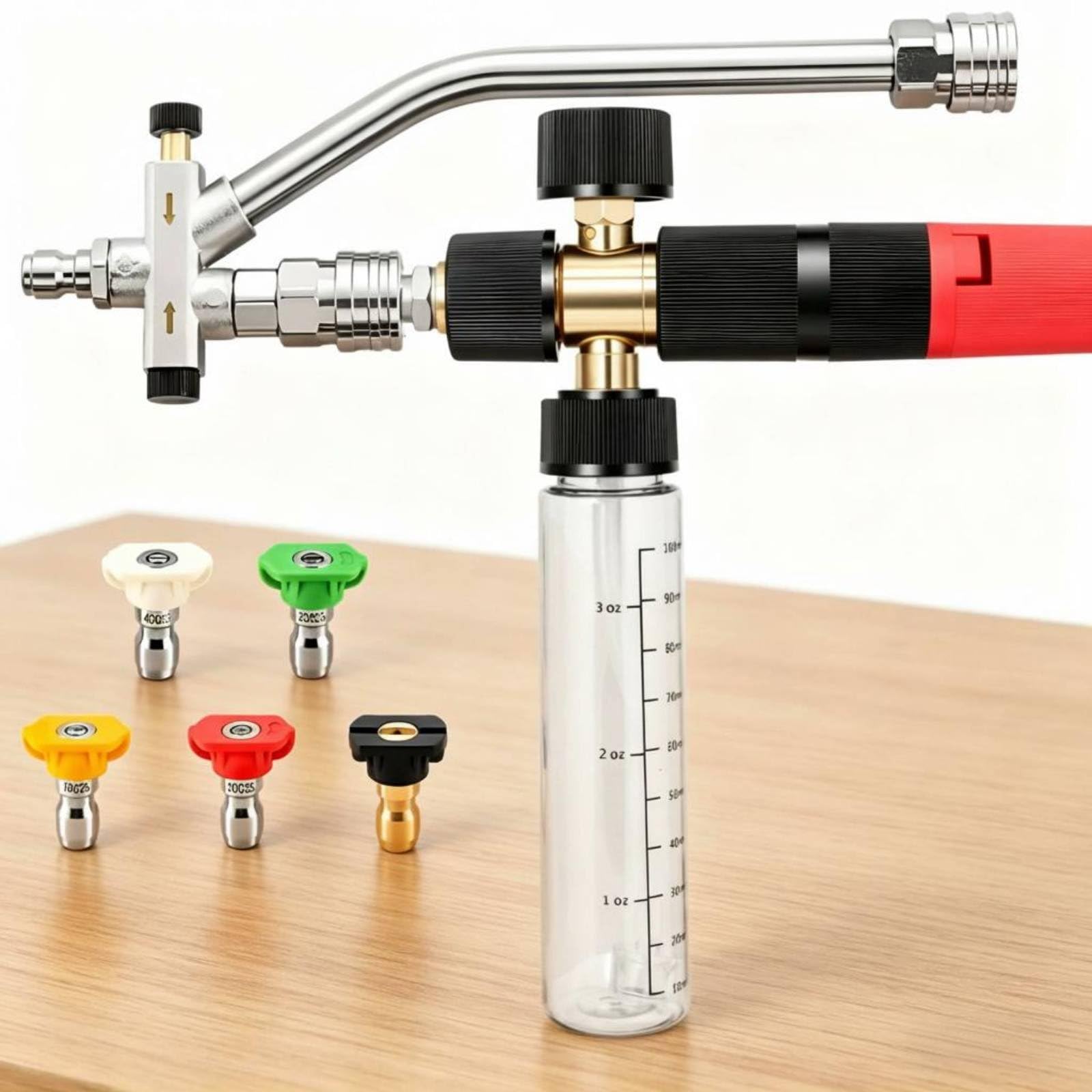 Cleaning Spray Nozzle Ugello per Risciacquo E Schiuma Accessorio Idropulitrice con Doppia Interfaccia E Misuratore Integrato Adatto per Cura Barche