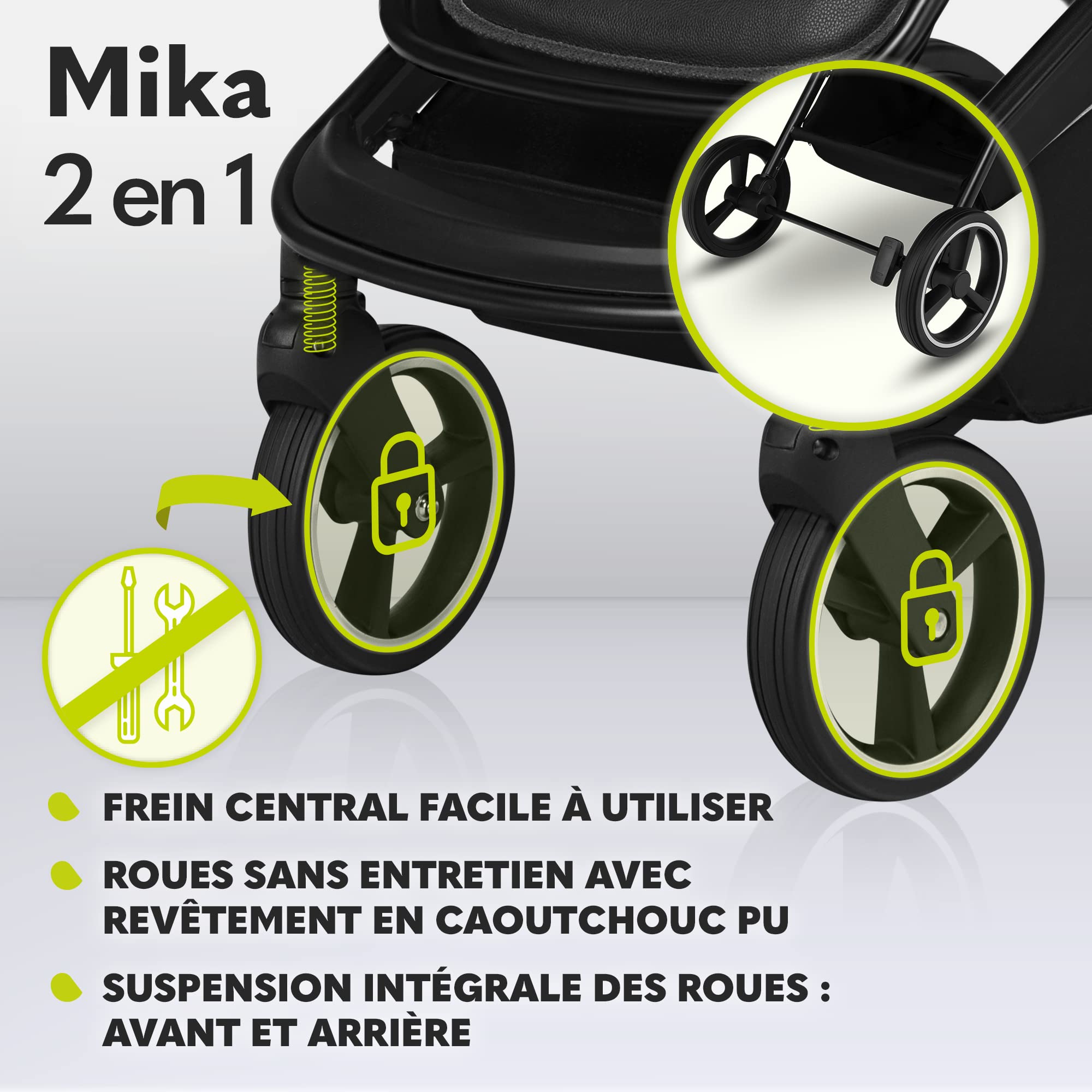 LIONELO Mika poussette enfant compacte 2en1, nacelle, poussette canne, poussette cosy, un habillage de pluie, une moustiquaire, un chauffe-pieds, poussette compact, pousette bebe complet