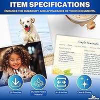 Vista 8 de 1InTheOffice Bolsas de laminación térmica 4x6, bolsa de laminación fotográfica 4x6, 5 mil de grosor, 25/paquete