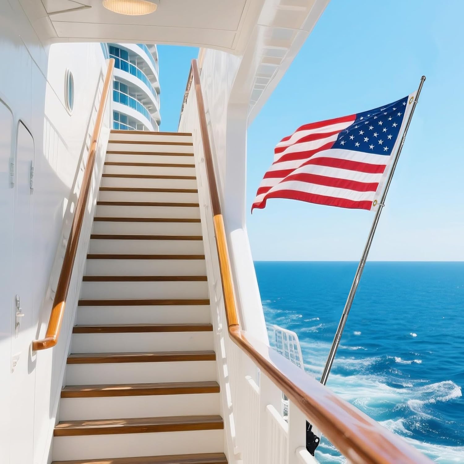Bradford American Boat Flag Pole Kits Small American Flag with Retractable Flagpole, Strong Stainless Steel Pole Accessories for Boats, Yachts, Ships, Bikes, RVs - Image 3