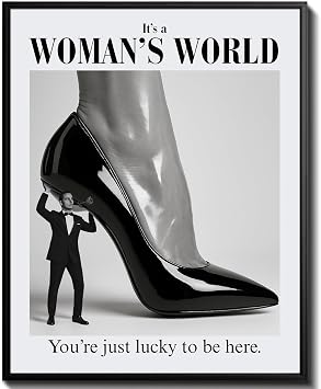 uniro Trendy Newspaper Wall Art Prints, Vintage Black And White Newspaper Poster " Its a Womens World" Positive Affirming Quote Aesthetic Pictures, Retro Girly Dorm Room Decor, Funky Bathroom Wall Decor for Teen Girl Bedroom Apartment, Bar Cart decor - Unframed