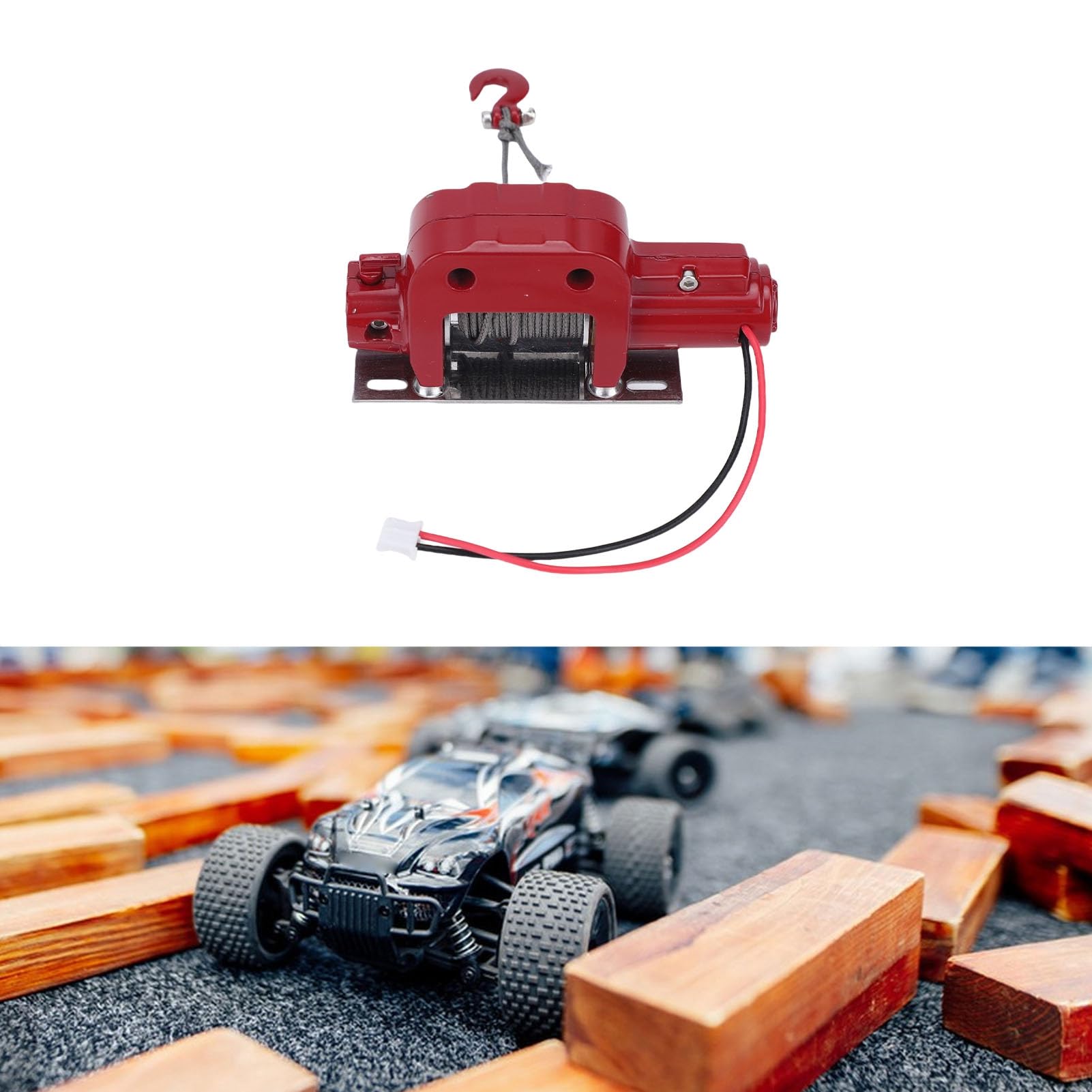 Verricello Elettrico per Auto RC, Lega di Alta Resistenza per Crawler (Rossa)