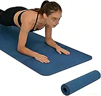 Tapete de Yoga TPE Dupla Face Azul, 181x61x0,6 cm, Antiderrapante, para Yoga, Pilates e Meditação