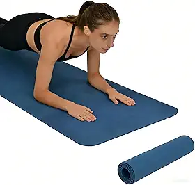 Tapete de Yoga TPE Dupla Face Azul, 181x61x0,6 cm, Antiderrapante, para Yoga, Pilates e Meditação