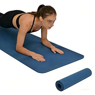 Tapete de Yoga TPE Dupla Face Azul, 181x61x0,6 cm, Antiderrapante, par RECOMENDADO