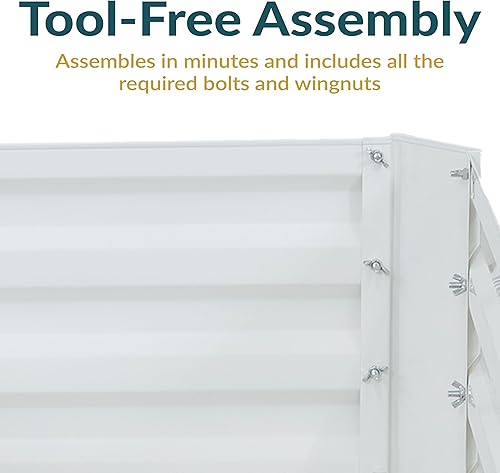 Miniatura 232 de Sunnydaze Cama de jardín de metal elevada de 11.75 pulgadas de alto, cama de jardín elevada galvanizada para exteriores para verduras y flores