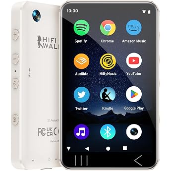 HIFI WALKER G7 MP3 Player with Bluetooth & Wi-Fi Android 13 144 GB Memory 3 GB RAM 4 Inch HD Touch Screen MP3/MP4 Player with Speaker Camera and Parental Lock White