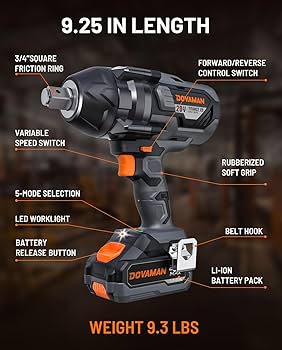 NOAN☆ TITANCE X9 Brushless Impact Wrench, 20V Cordless 3/4