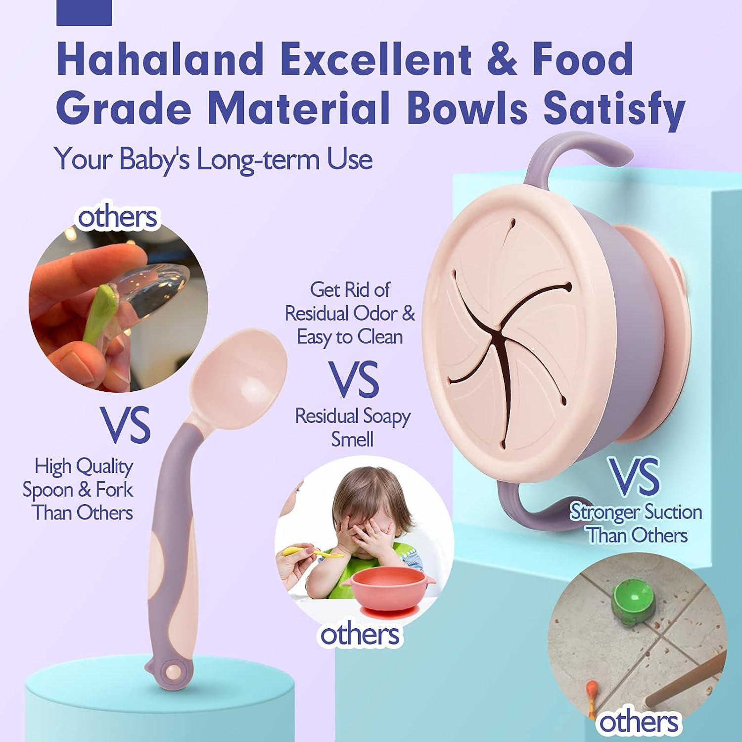 Baby Bowls First Stage with Bendable Baby Spoons Fork, Suction Toddler Plates for Toddler with Lid Straw, Non-Slip Baby Bowl Baby Plates, Anti-Overflow Snack Cup Baby Girl Boy Gifts - Set of 1 Bowl