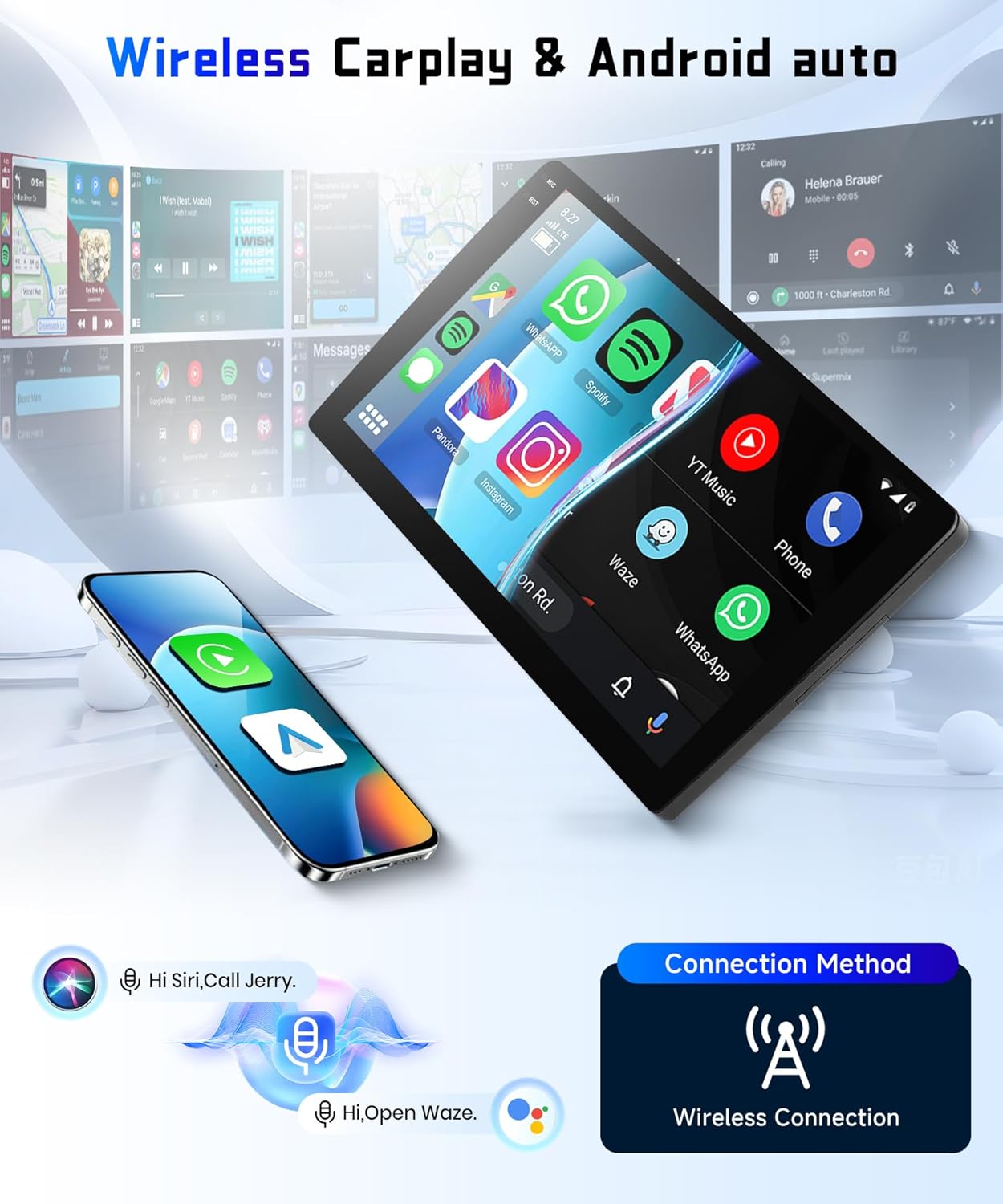 4G+64G Car Radio Stereo for Ford Fiesta 2009-2014, 9inch HD in-Cell Touch Screen/Android 15/Wireless CarPlay/Android Auto/GPS/WiFi/5.0Bluetooth/FM/RDS/SWC/AHD Backup Camera