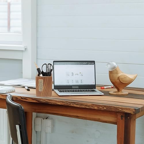 Miniatura 8 de Tofficu Soporte para bolígrafo de escritorio, soporte de madera para brochas de maquillaje, soporte cuadrado de madera para bolígrafo, cubiertos,