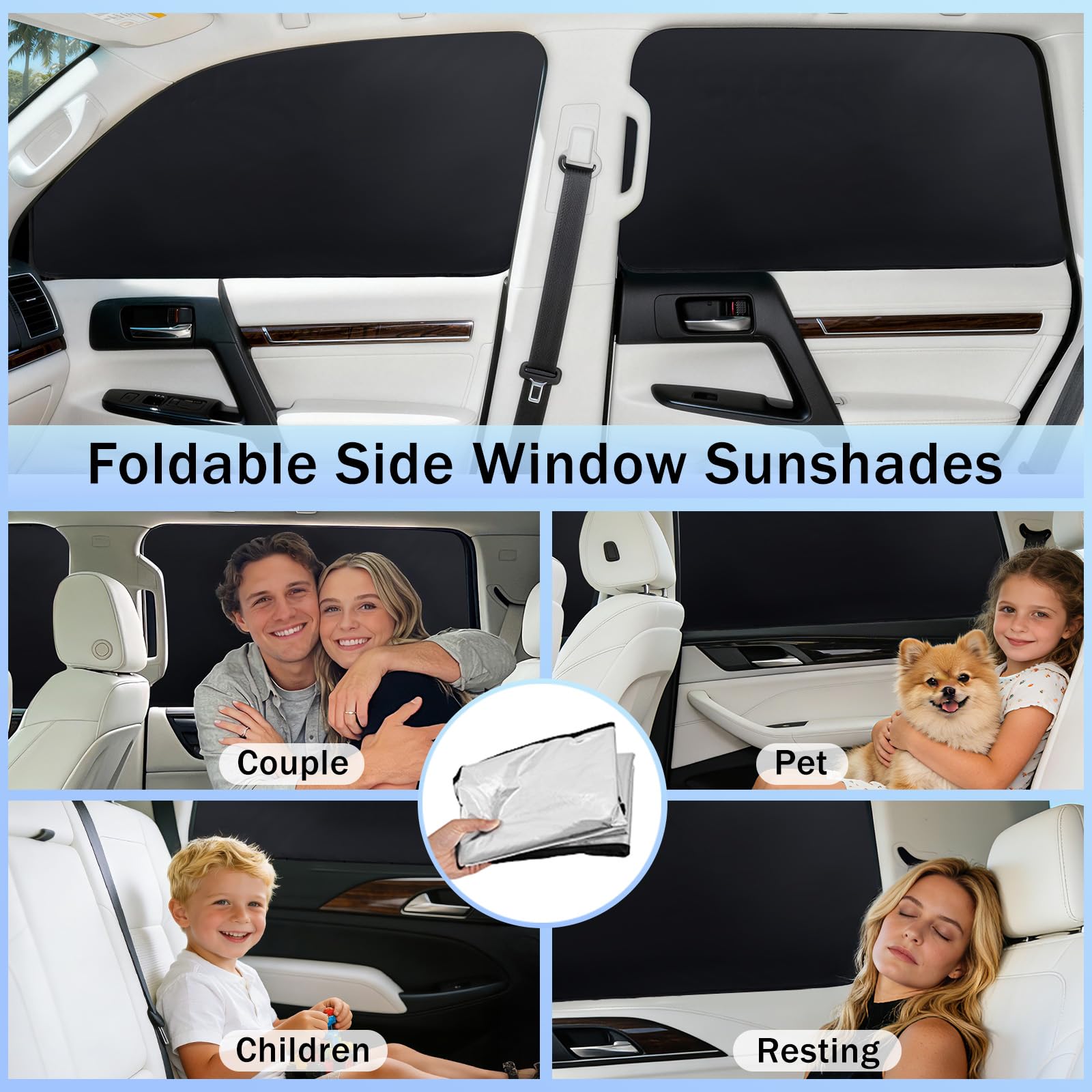YGYQZ Sonnenschutz Auto Seitenscheibe, 4Pcs magnetisch für Vordere & Hintere Seitenfenster, Verdunkelungs Sonnenschutz mit UV & Hitzeschutz für Baby Sicherheit und Auto Innenraumschutz beim Fahren