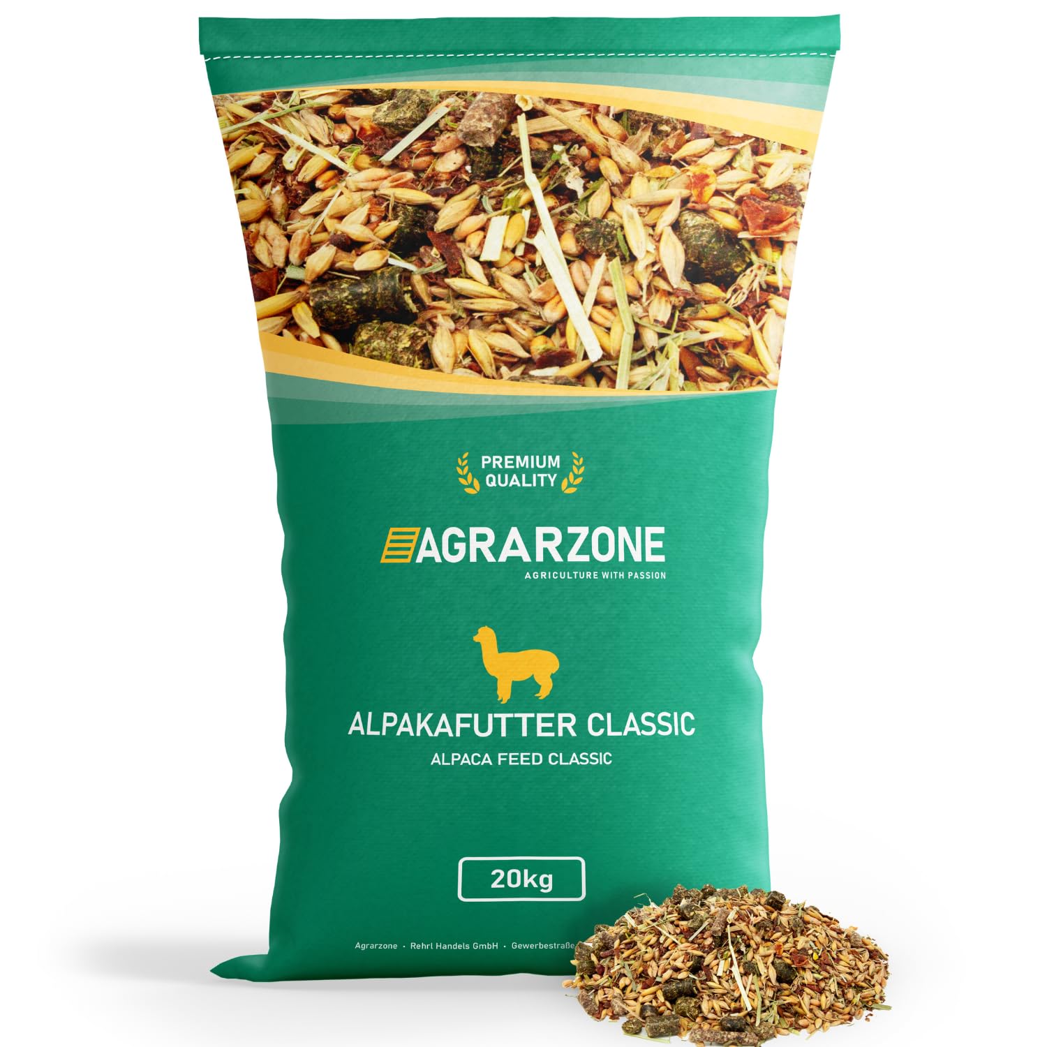 Agrarzone Mangime per alpaca in muesli 20 Kg - Formula muesli 'light' a ridotto contenuto proteico - Ideale per l'alimentazione di alpaca, lama, cammelli e cavalli