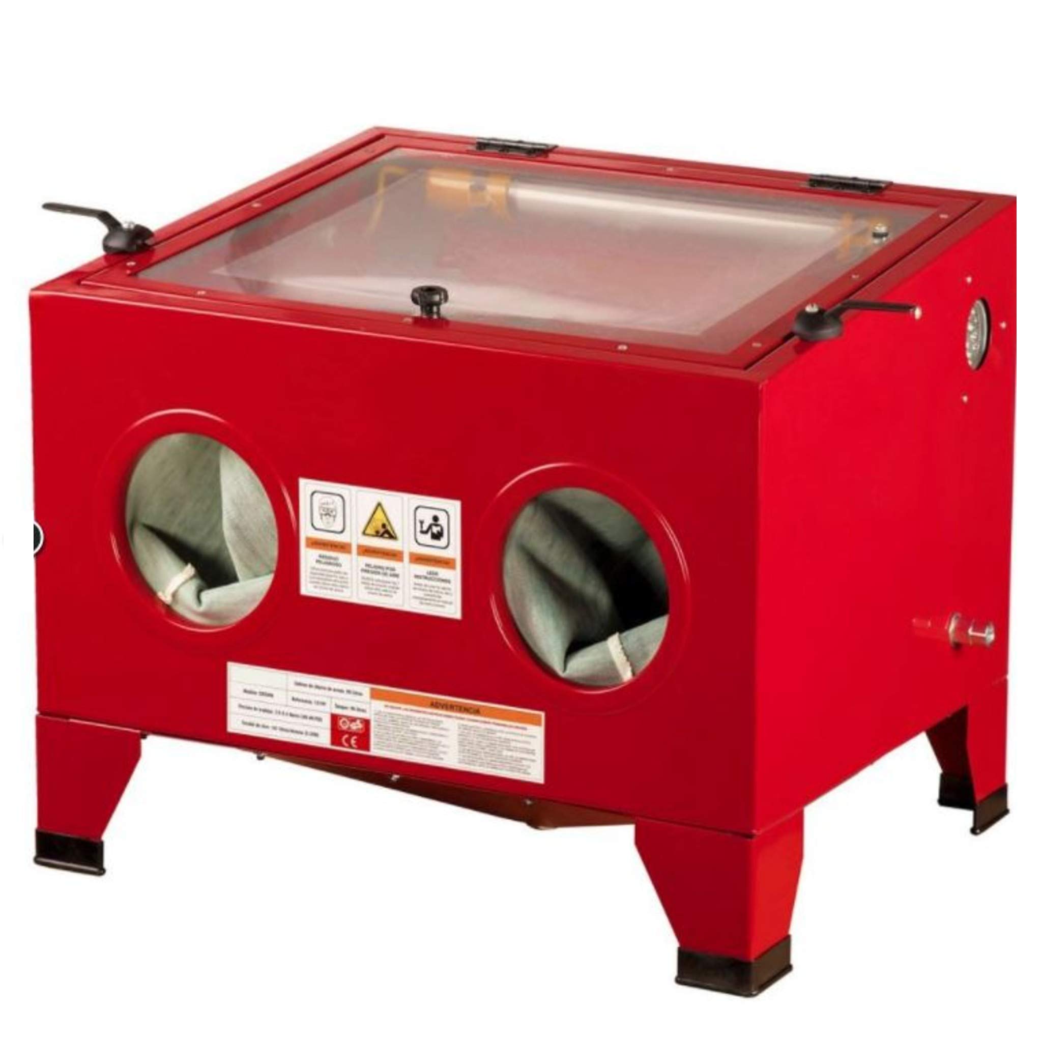 BricoLoco Cabina Chorreadora de Arena para Limpieza de tornillería, piezas industriales, útiles oxidados, construcción, automoción, mantenimiento. Sello de calidad alemán Tüv GS.