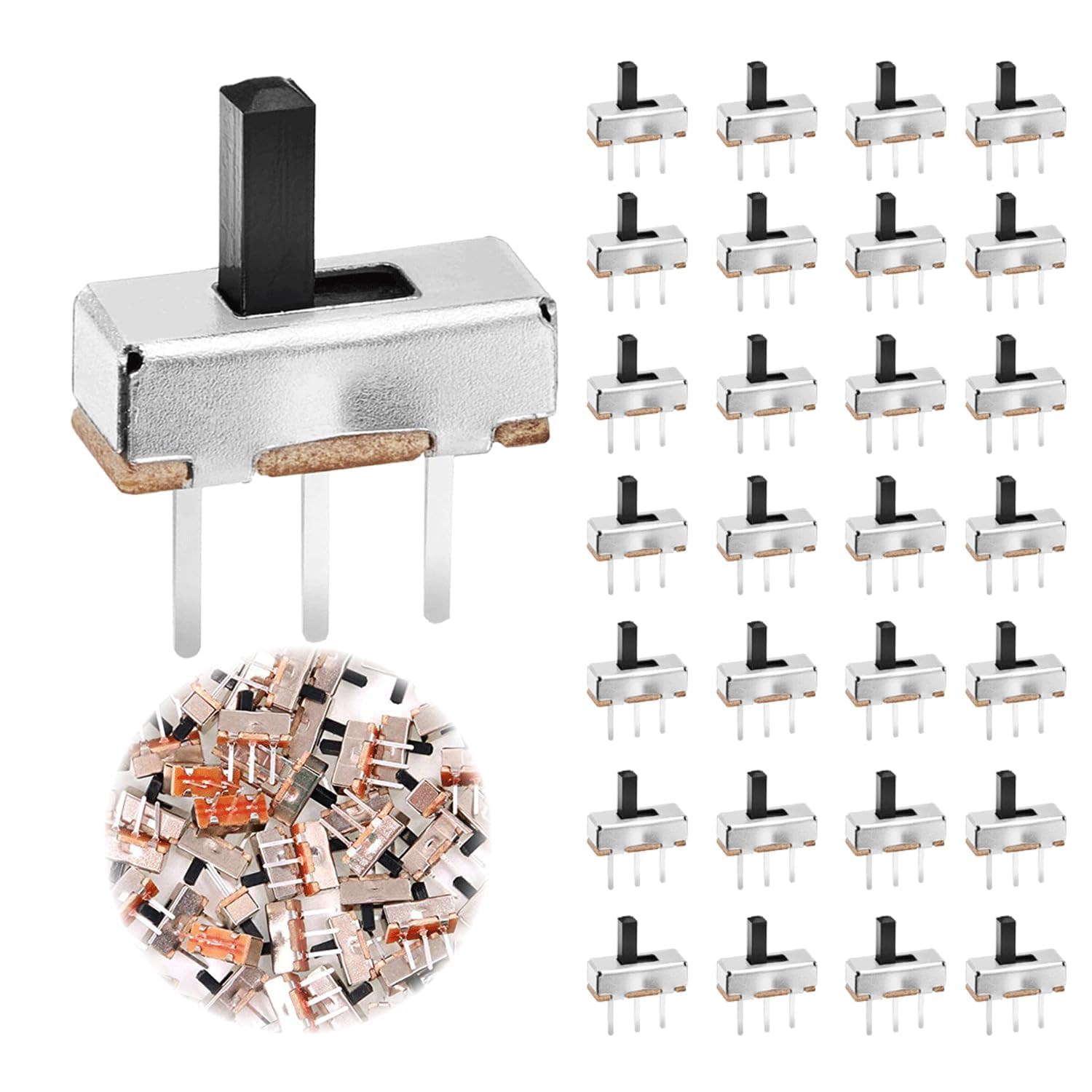 Interruttori A Scorrimento SPDT Chanzon - 20 Pezzi, 3 Pin, 6 Mm, Per PCB, Arduino E Circuiti Elettronici - Foto 2