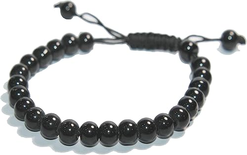 IS4A - Pulsera de piedra de ágata negra de protección que ayuda a liberar negatividad