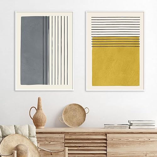 Arte minimalista bohemio beige para pared, impresiones bohemias amarillas, amarillas y grises, lienzo abstracto para pared, arte moderno, póster de