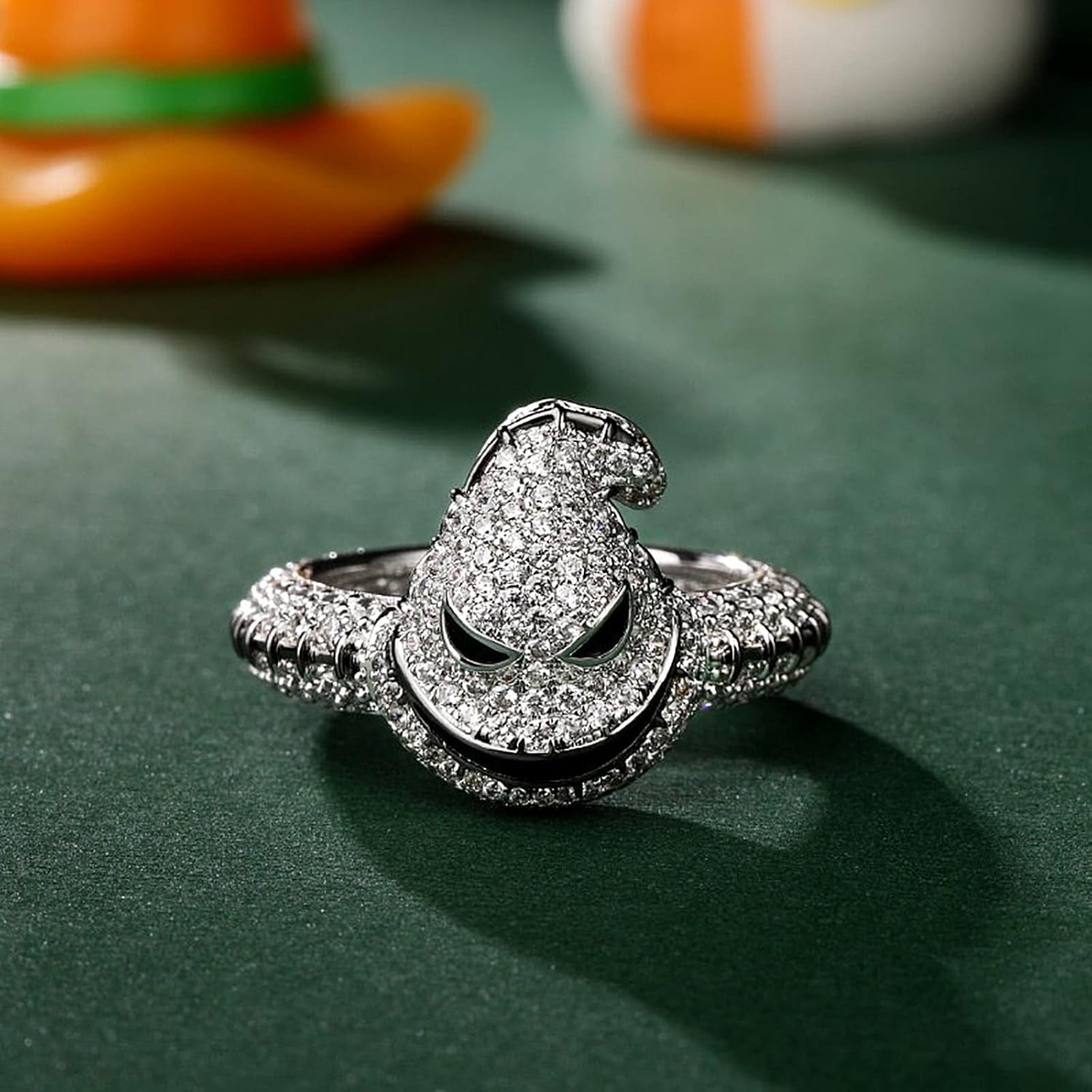 Jeulia Gothic Skull Diamond Rings: Sterling Silver Round Cut Skeleton Rings Band Halloween Romantic Jewelry Gifts for Her CZ Solitaire Engagement Rings Anniversary with Box - Image 7