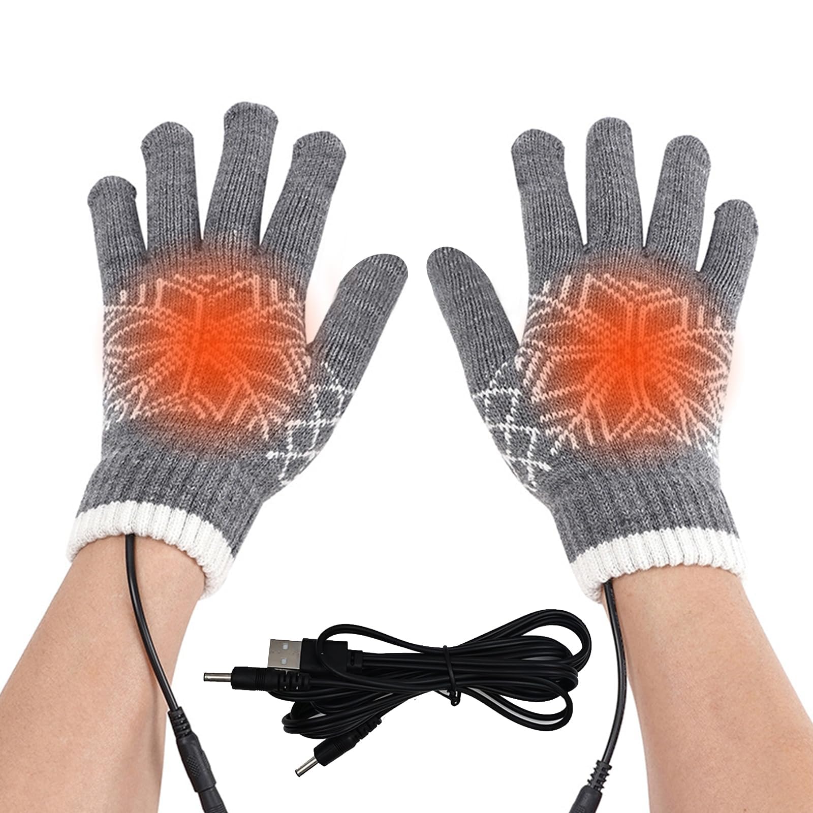 Sponsored Ad – Rechargeable USB Heated Gloves for Men & Women - Washable Touchscreen Electric Knitted Winter Gloves for Indoor & Outdoor Use