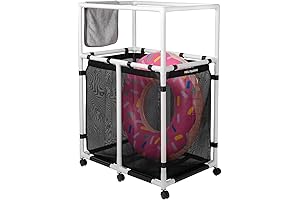 Modern Blue Extra Large Mesh Pool Storage Bin Holder for Toys, Noodles, Floats, and Towels