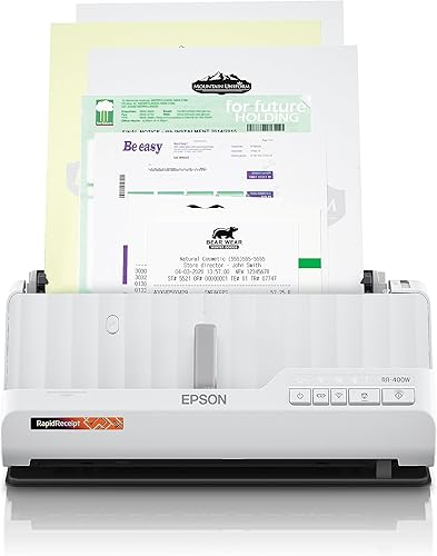 Epson RapidReceipt RR-400W - Escáner de documentos y recibos de escritorio compacto inalámbrico dúplex con software de gestión de recibos y PDF