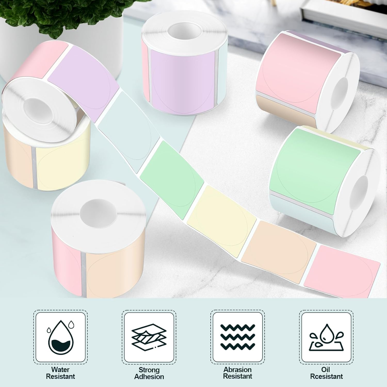 Ctosree 500 Pcs/ 1 Roll Thermal Sticker Labels Self Adhesive Direct Thermal Labels Multipurpose Printer Stickers for DIY, Name Tag(Round,2 Inches,Macaron Gradient Color) - Image 6