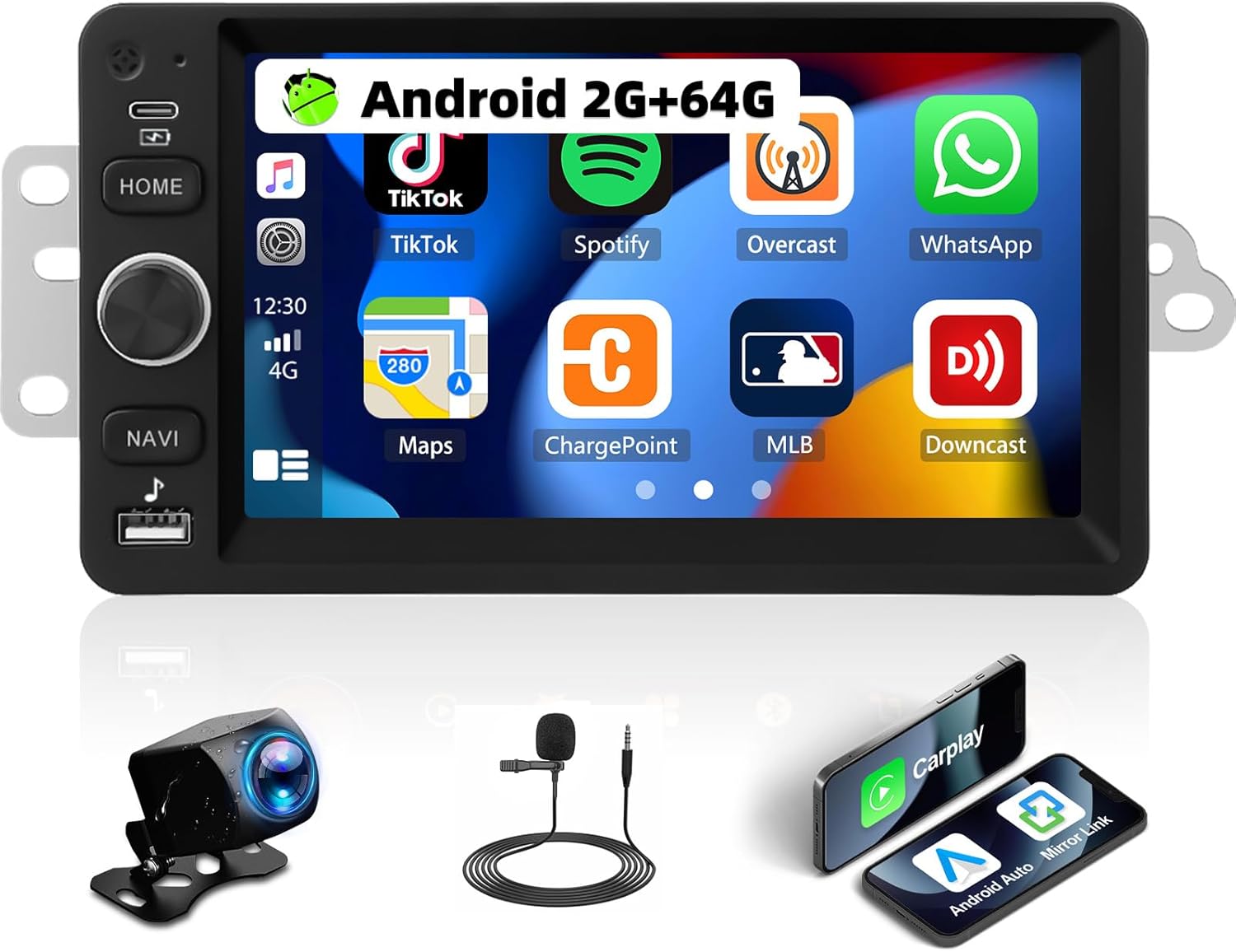 2G+64G Android Car Stereo Radio for Chevy Chevrolet Silverado SSR Tahoe 2003-2006,GMC Siera Yukon 2003-2006,Hummer 2003-2006 Wireless CarPlay Android Auto GPS 7 inch Touchscreen EQ SWC Backup Camera