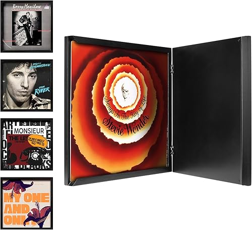 Miniatura 9 de ONE WALL Marco de disco de vinilo de 12 x 12 pulgadas para álbum de reproducción y exhibición, marco de madera maciza con apertura frontal,