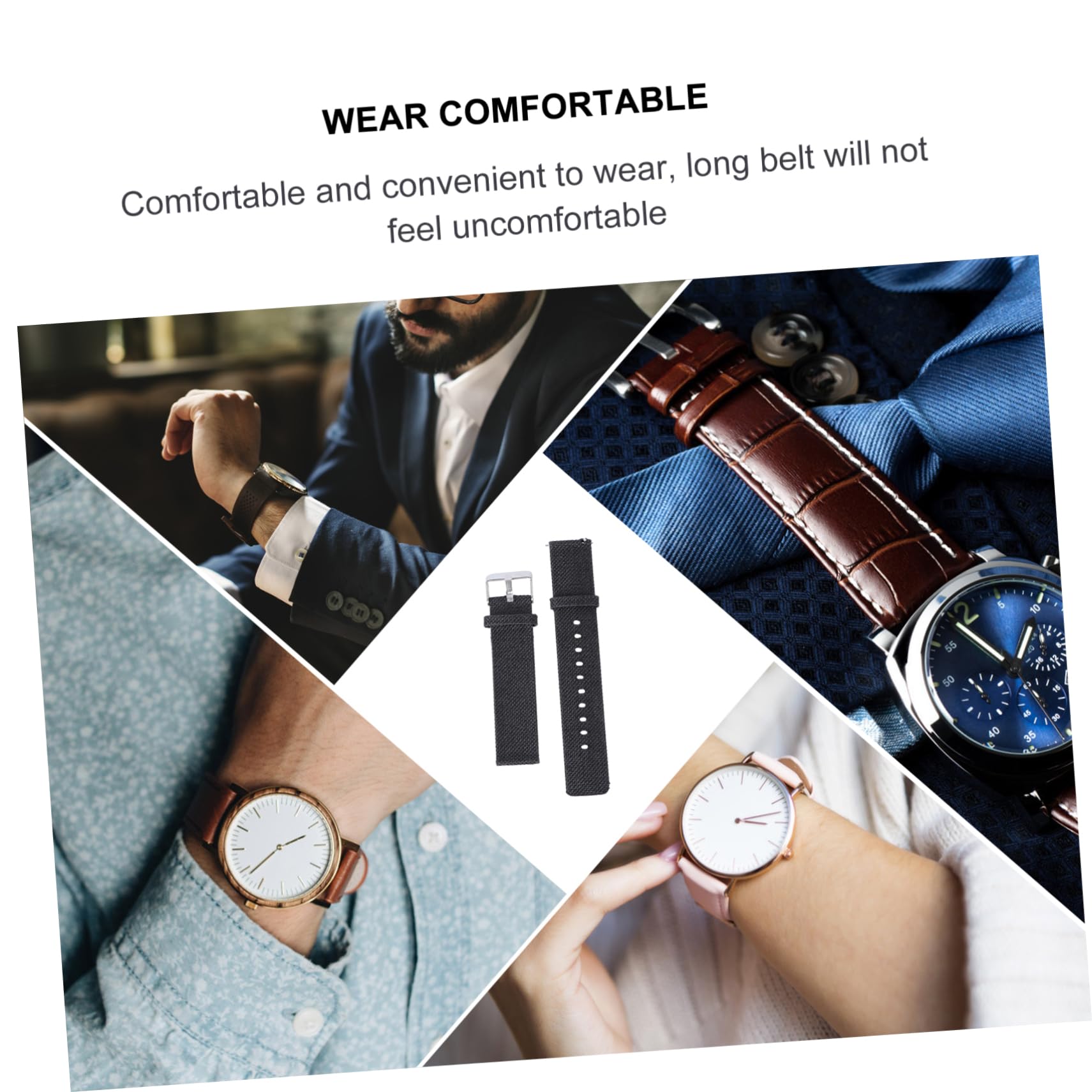 Artibetter Correa De Repuesto Para Reloj Inteligente 3 Unidades 20 Mm De Nailon De Lona ​​cómoda Y De Liberación Rápida Color Negro.