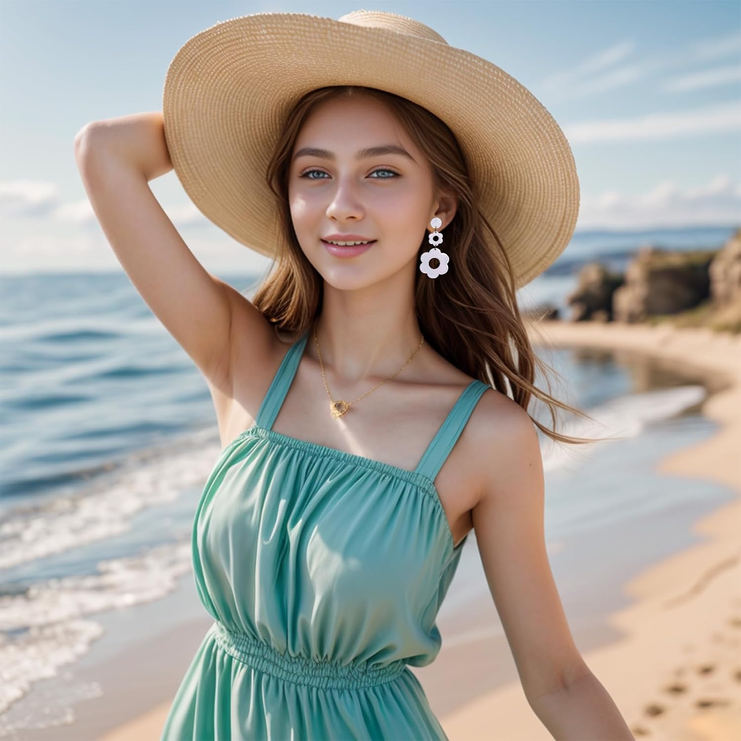 hoyuwak 2 Pairs 70s Acrylic Daisy Dangle Earrings Y2k Resin Floral Earrings 60s 70s Flowers Earrings for Women Summer Holiday, White and Yellow - Image 7