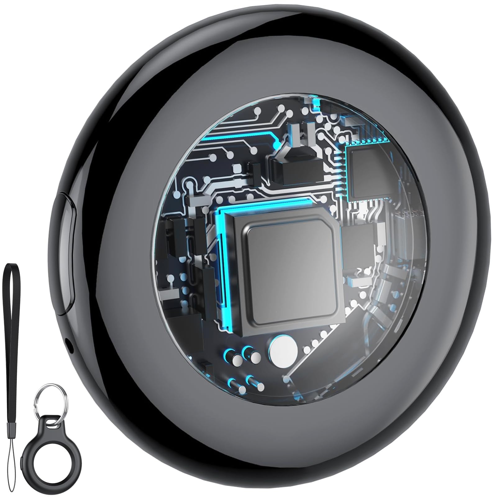 Air Tracker Tag, Smart Tracker Localizzatore Funziona con Apple Dov'è App (solo iOS, NON per Android), Bluetooth Trova Oggetti per Chiavi/Valigie/Portafogli, Batteria Sostituibile, Nero Puro / 1 pz