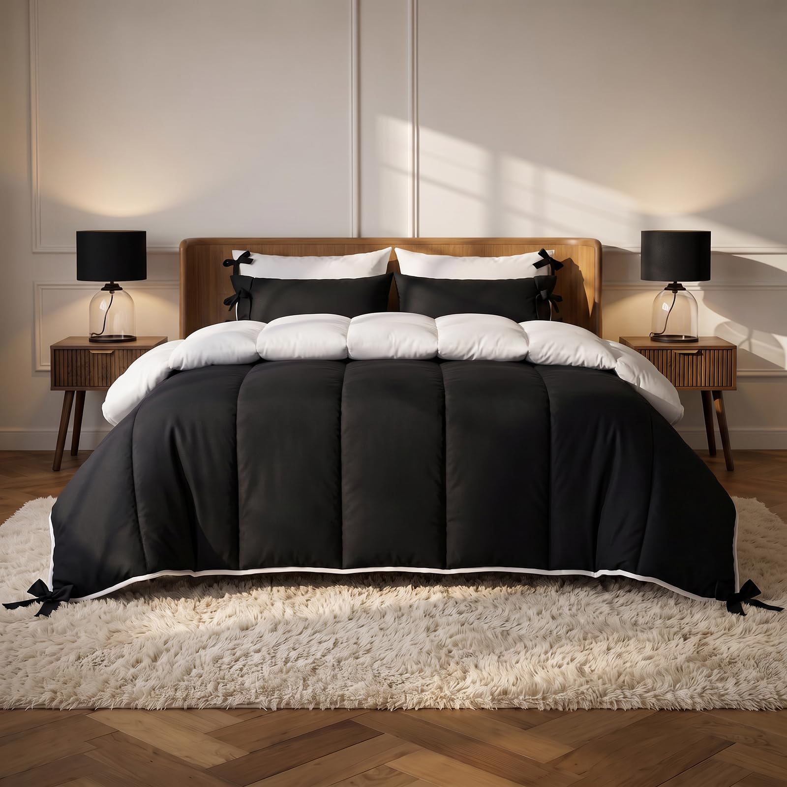 OHS Bow Corner Coverless 7.5 Tog Duvet Set Coverless Duvet, Mono - Double