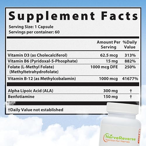Miniatura 3 de NerveReverse Neuropatía Suplemento nutricional y paquete de crema para el dolor tópico NerveReverse