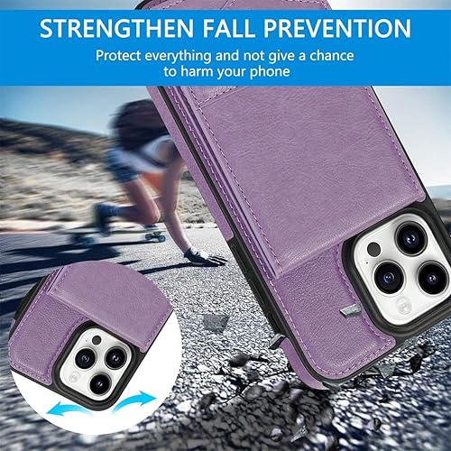 Miniatura 5 de Asuwish Funda de teléfono para iPhone 14 Pro Max de 6.7 pulgadas con protector de pantalla RFID delgado soporte para tarjeta de crédito con ranura