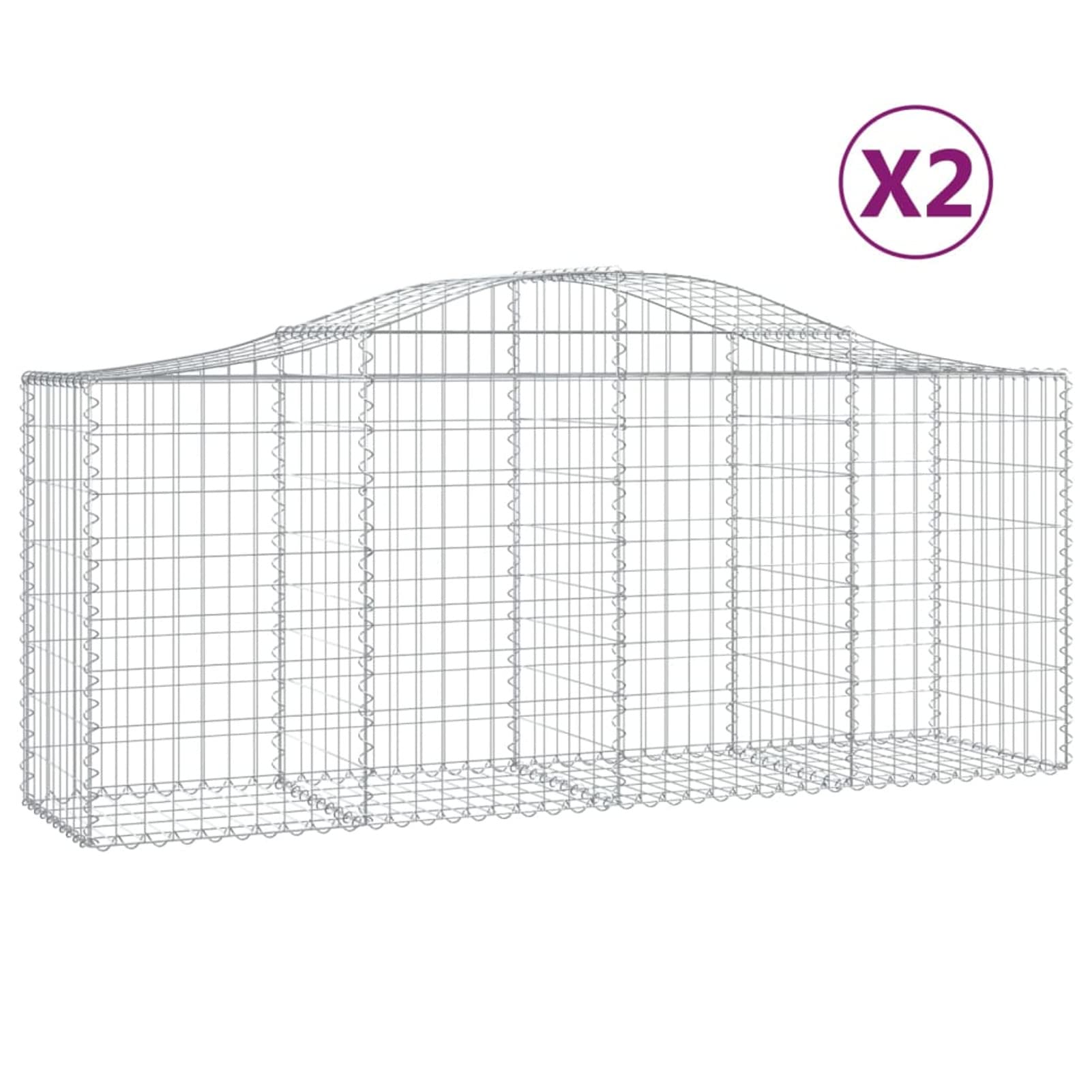 LAPOOH Gabionen mit Hochbogen 2 STK. 200x50x80/100 cm Verzinktes Eisen, Gabionen Zaun, Steinkorb Garten, Gabionenkörbe, Gabionen Gitter, Dekorative Zã¤UNE - 3145619