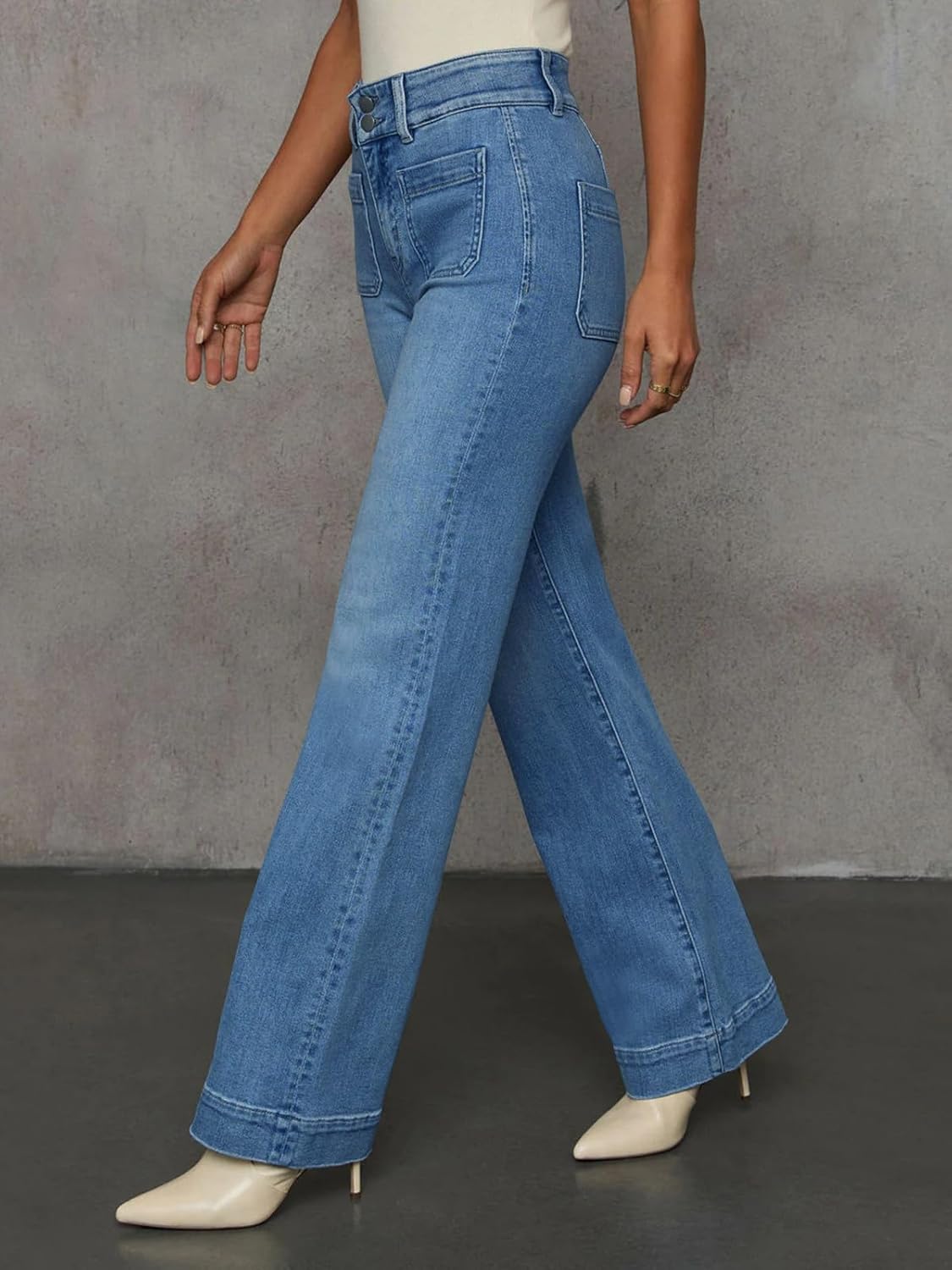 KUNMI Jeans for Women Wide Leg Baggy High Waist Boyfriends Straight Leg Stretchy Denim Pants Trendy Fall 2025 - Image 4