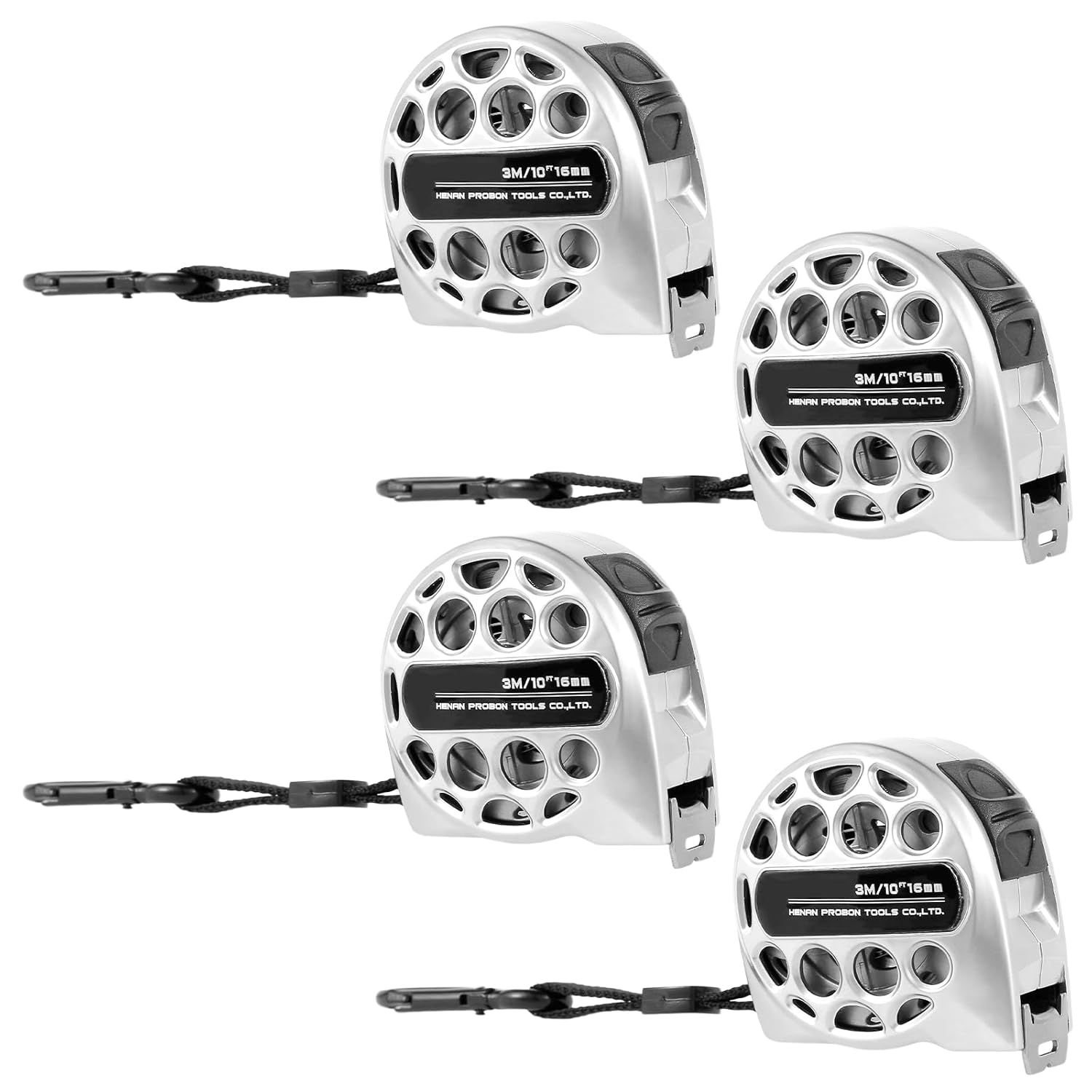 4 Pack Tape Measure Reel 10FT/3M Tape Measuring Retractable Double Side Waterproof & Rustproof Measurement Ruler Steel Power Blade Silver(4)