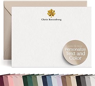 Curio Press Personalized Stationery Note Cards with Envelopes for Military Officer Ranks, Custom Note Cards, Personalized Stationary Cards, Navy, Army, Marines, Air Force - Military Officer Flat