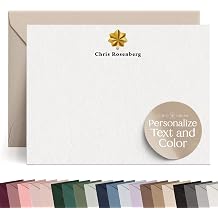Curio Press Personalized Stationery for Women & Men - A2 Army Flat Thank You Cards with Custom Notecards, Personalized Note Cards with Envelopes and Name, Custom Stationery - Military Officer Flat