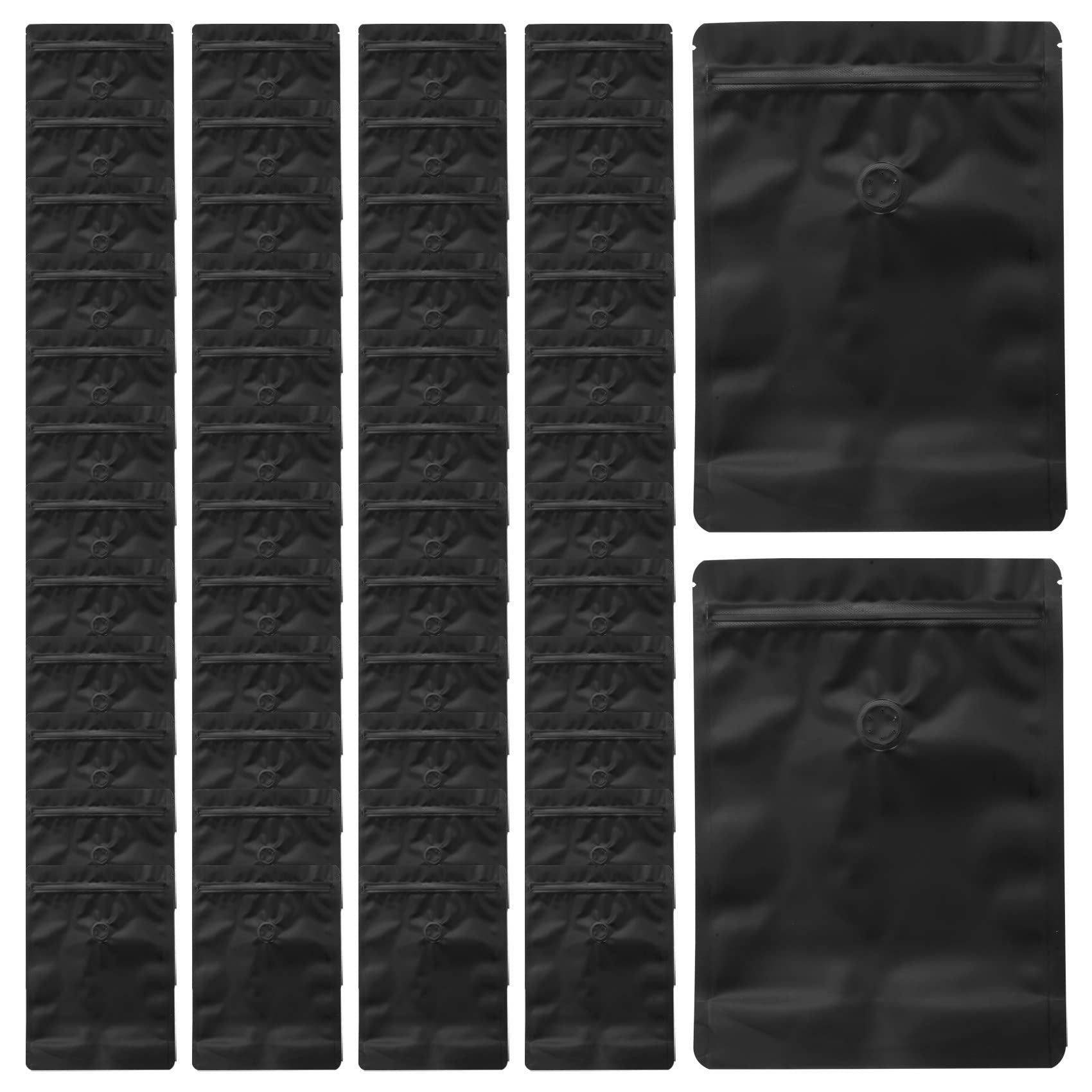 200 sztuk matowej folii aluminiowej, do zaworu do kawy, pionowa aluminiowa, ziarna kawy, jednorazowa torba na wentyl spalinowy, 250 g, czarna