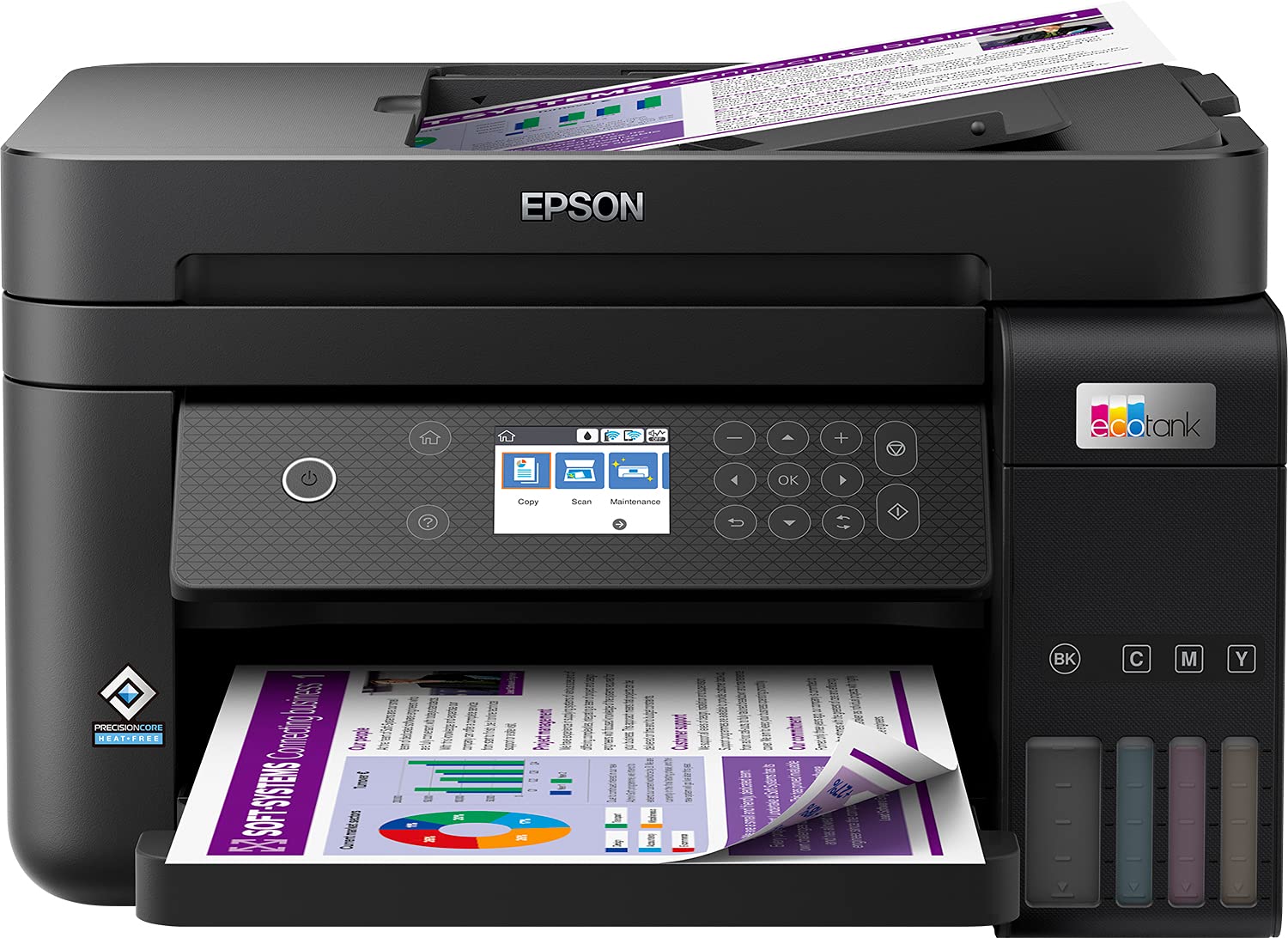 Epson EcoTank ET-3850, Impresora WiFi A4 Multifunción 3en1 con Depósito Tinta Recargable, Impresión Doble Cara (Dúplex), Alimentador Documentos (ADF), Pantalla LCD, Bandeja Frontal, Mobile Printing