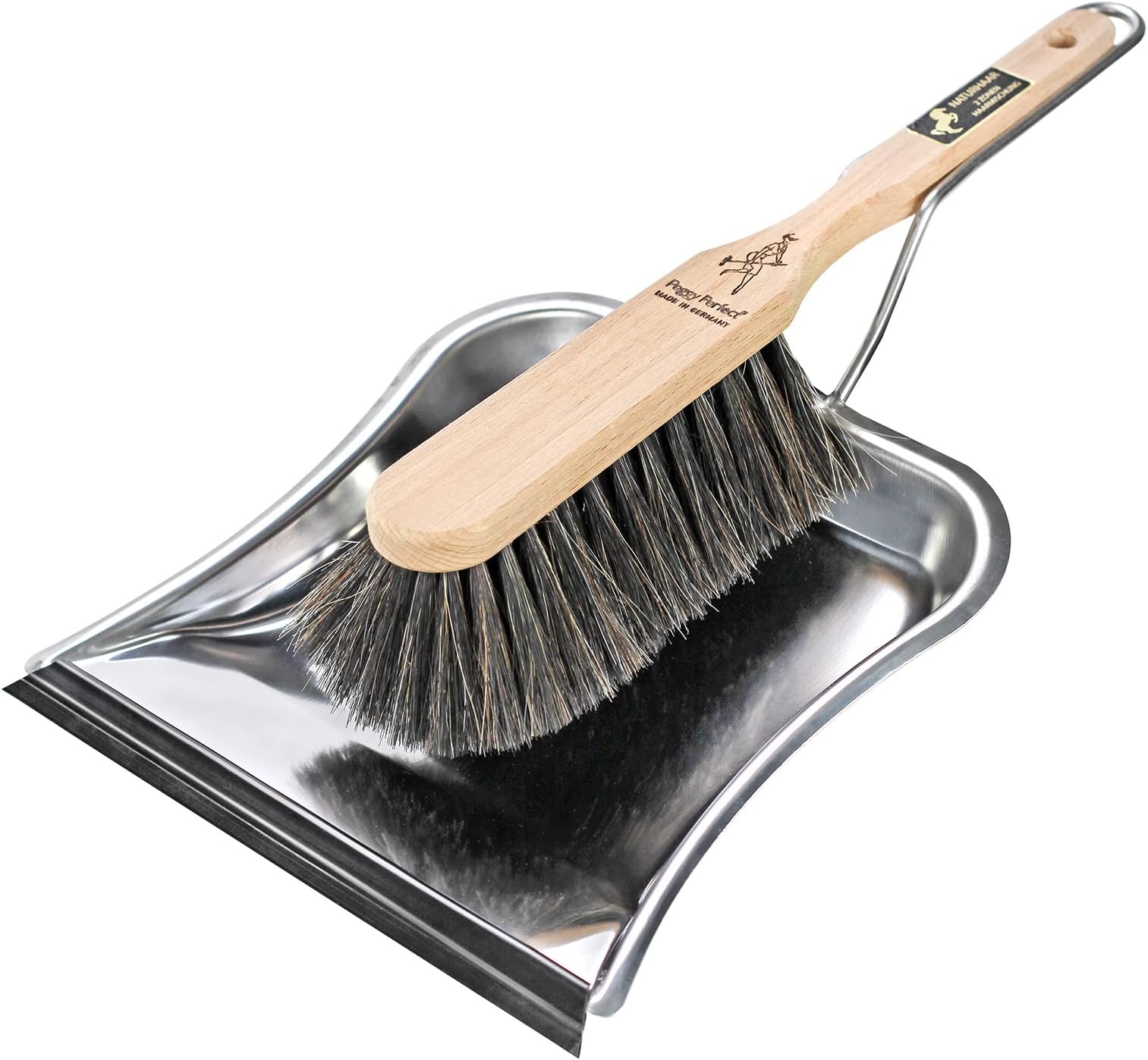 Peggy Perfect Dustpan with Lip, Wood, Metal, Natural, 23 x 35 x 8 cm
