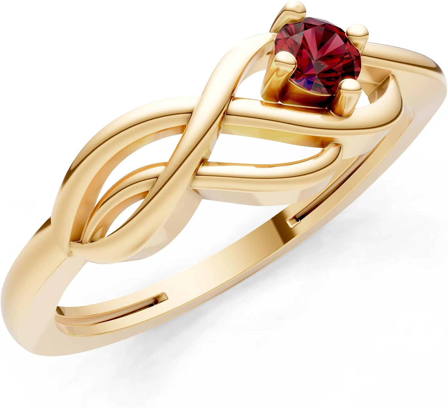 PEORA Round Cut Garnet Stackable Band Available in Solid 10K, 14K or 18K Ring – White, Yellow or Rose Gold